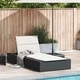 Шезлонг с плаваща възглавница Black Poly Rattan
