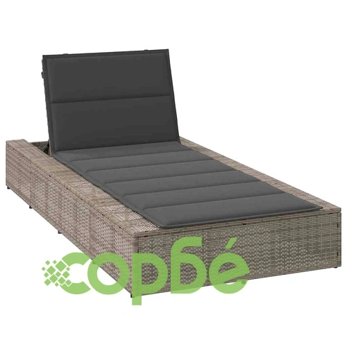Шезлонг с плаваща възглавница Grey Poly Rattan ➤ топ цена ➤ sorbe.bg