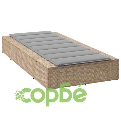 Шезлонг с плаваща възглавница Beige Poly Rattan ➤ топ цена ➤ sorbe.bg