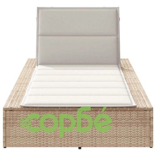 Шезлонг с плаваща възглавница Beige Poly Rattan ➤ топ цена ➤ sorbe.bg