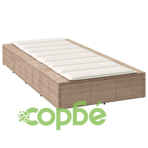 Шезлонг с плаваща възглавница Beige Poly Rattan ➤ топ цена ➤ sorbe.bg