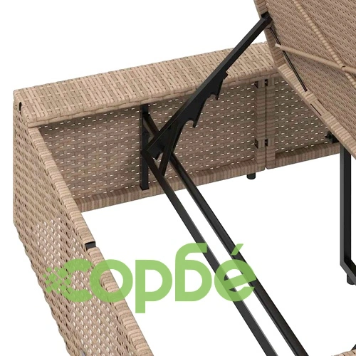 Шезлонг с плаваща възглавница Beige Poly Rattan ➤ топ цена ➤ sorbe.bg