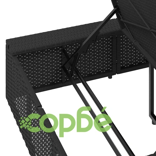 Шезлонг с плаваща възглавница Black Poly Rattan ➤ топ цена ➤ sorbe.bg