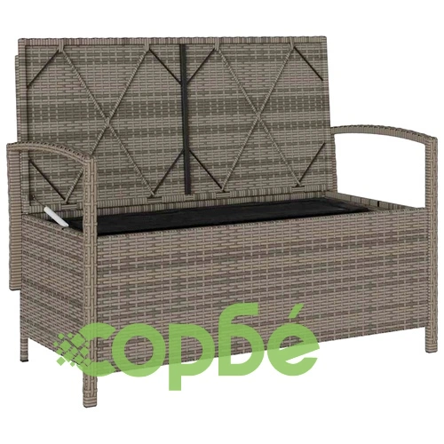 Градинска пейка за съхранение с възглавница Grey Poly Rattan на топ цена от sorbe.bg Градинска пейка за съхранение с възглавница Grey Poly Rattan ➤ топ цена ➤ sorbe.bg