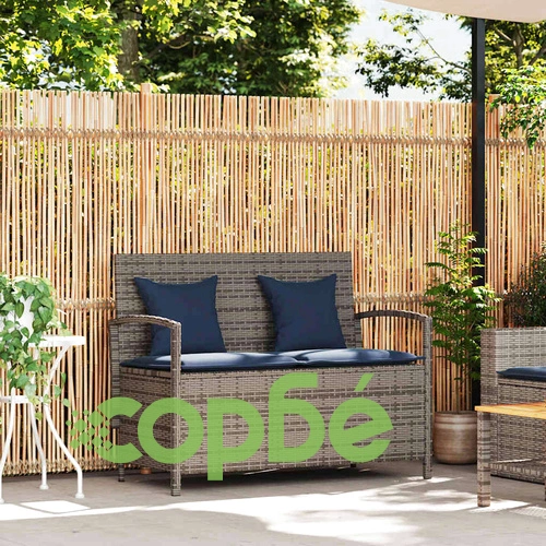 Градинска пейка за съхранение с възглавница Grey Poly Rattan ➤ топ цена ➤ sorbe.bg