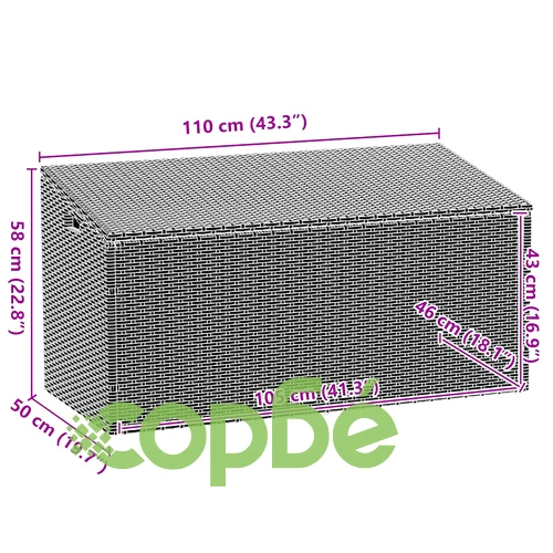 Кутия за съхранение в градината Бежова 110x50x58 cm Поли ратан ➤ топ цена ➤ sorbe.bg
