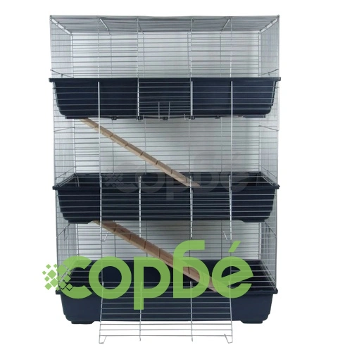 @Pet 3-етажна клетка за зайци, синя, 80x44x120 см, 25034   ➤ топ цена ➤ sorbe.bg