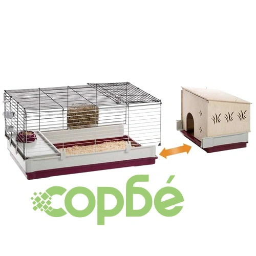 Ferplast Клетка за зайци Krolik 140 Plus, 142x60x50 см, 57072570   ➤ топ цена ➤ sorbe.bg