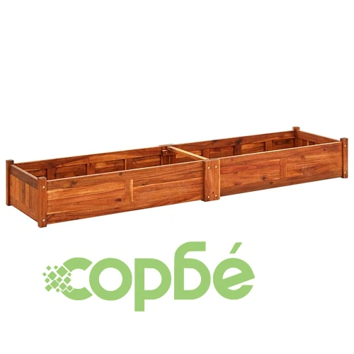 Градинска повдигната леха, акациево дърво, 200x50x25 см ➤ топ цена ➤ sorbe.bg