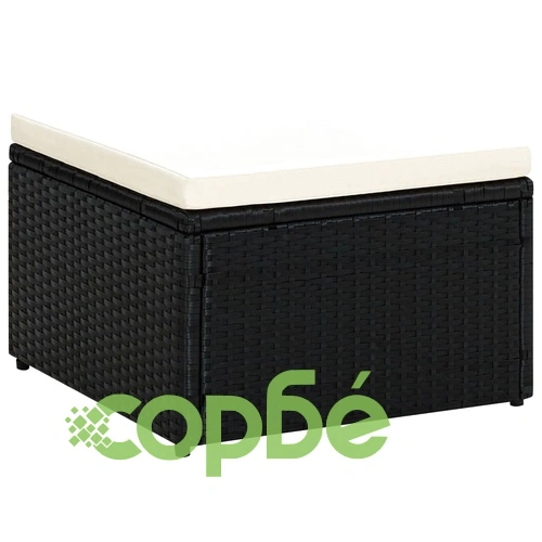 Табуретка за крака - отоманка, от полиратан, 53x53x30 cм, черен  ➤ топ цена ➤ sorbe.bg
