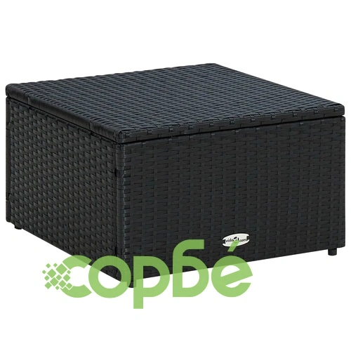 Табуретка за крака - отоманка, от полиратан, 53x53x30 cм, черен  ➤ топ цена ➤ sorbe.bg