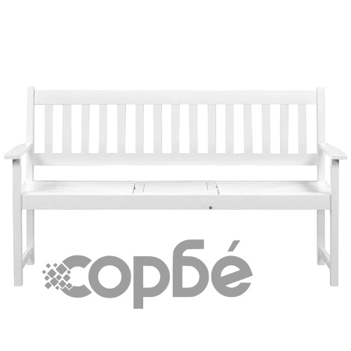 Градинска пейка със сгъваема маса, 158 см, акация масив, бяла ➤ топ цена ➤ sorbe.bg