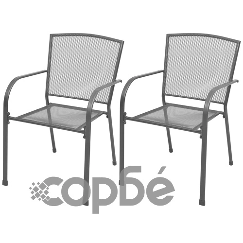 Стифиращи градински столове, 2 бр, стомана, сиви ➤ топ цена ➤ sorbe.bg