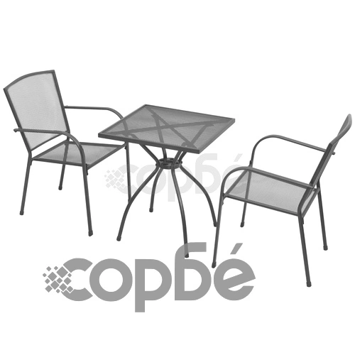Бистро комплект, 3 части, стомана, антрацит ➤ топ цена ➤ sorbe.bg