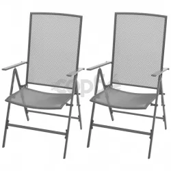 Градински регулируеми столове, 2 бр, стоманена мрежа