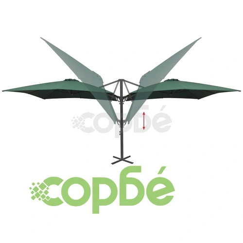 Двоен чадър с 2 сенника, 300x300 см, зелен ➤ топ цена ➤ sorbe.bg