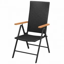 Стифиращи градински столове, 2 бр, полиратан, черни