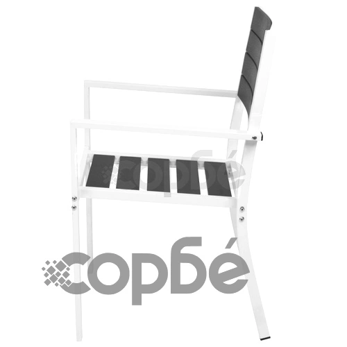 Градински трапезен комплект, 5 части, WPC черен плот, алуминий ➤ топ цена ➤ sorbe.bg