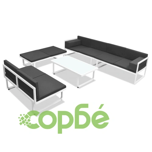 Градински комплект от 5 части, textilene, алуминий, черен ➤ топ цена ➤ sorbe.bg