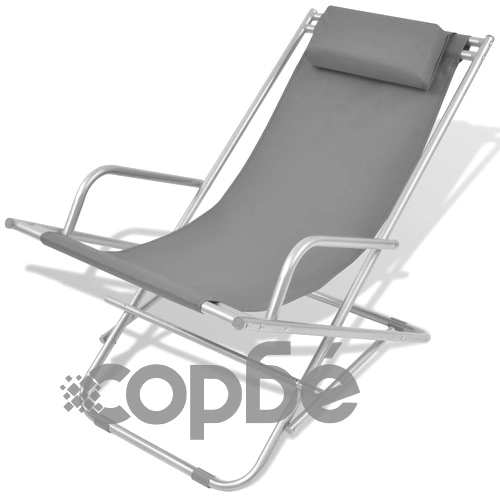 Накланящи се къмпинг столове, 2 бр, стомана, сиви ➤ топ цена ➤ sorbe.bg