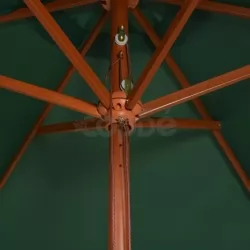 Чадър за слънце, 270x270 см, дървен прът, зелен