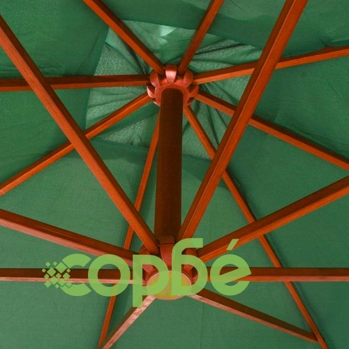 Окачен чадър, 300x300 см, дървен прът, зелен ➤ топ цена ➤ sorbe.bg