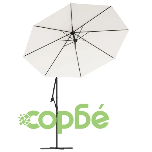 Окачен чадър с LED осветление, 300 см, пясъчен, метален прът ➤ топ цена ➤ sorbe.bg