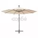 Висящ чадър с LED осветление, 300 см, пясъчен, метален прът