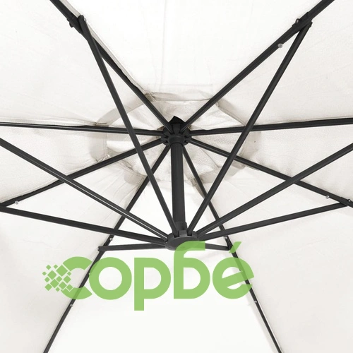 Окачен чадър с LED осветление, 300 см, пясъчен, метален прът ➤ топ цена ➤ sorbe.bg