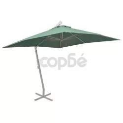 Висящ чадър за слънце, 300x300 см, алуминиев прът, зелен