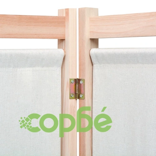 Параван за стая, 3 панела, кремав, 120x170x4 cм, текстил ➤ топ цена ➤ sorbe.bg