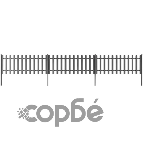 Дъсчена ограда с колчета, 3 бр, WPC, 600x60 см ➤ топ цена ➤ sorbe.bg