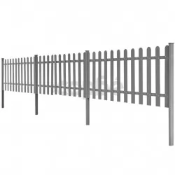 Дъсчена ограда с колчета, 3 бр, WPC, 600x80 см