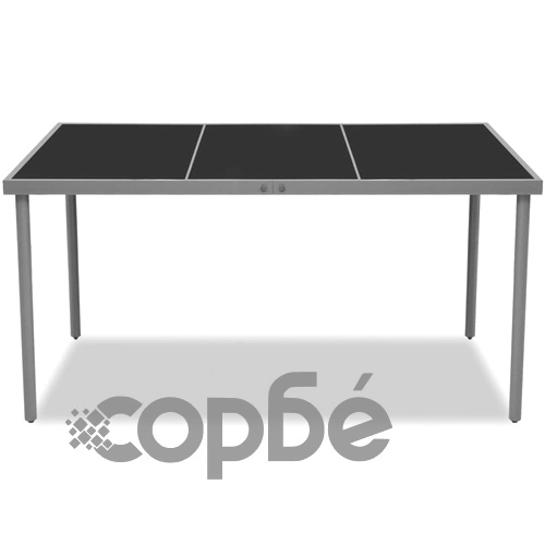 Градински трапезен комплект, 7 части, стомана, черен ➤ топ цена ➤ sorbe.bg