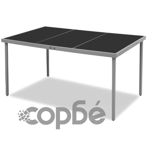 Градински трапезен комплект, 7 части, стомана, черен ➤ топ цена ➤ sorbe.bg