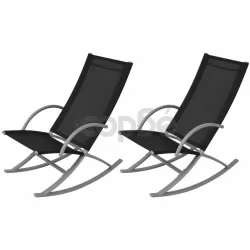 Градински люлеещи се столове, стомана и textilene, черни