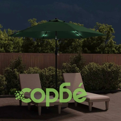 LED конзолен градински чадър 3 м зелен ➤ топ цена ➤ sorbe.bg