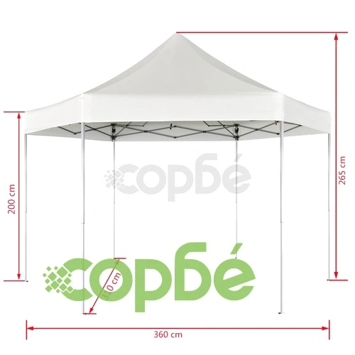 Шестоъгълна pop-up сгъваема шатра, кремавобяла, 3,6x3,1 м ➤ топ цена ➤ sorbe.bg