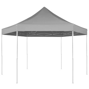 Шестоъгълна pop-up сгъваема шатра, сива, 3,6x3,1 м