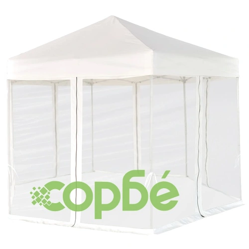 Шестоъгълна pop-up шатра с 6 стени кремавобяла 3,6x3,1 м ➤ топ цена ➤ sorbe.bg