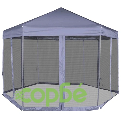 Шестоъгълна pop-up шатра с 6 стени тъмносиня 3,6x3,1 м ➤ топ цена ➤ sorbe.bg