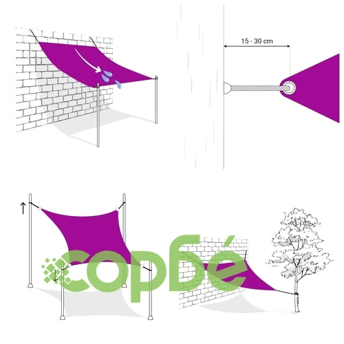Сенник-платно, Оксфорд плат, триъгълно, 3.6x3.6x3.6 м, кремаво  ➤ топ цена ➤ sorbe.bg