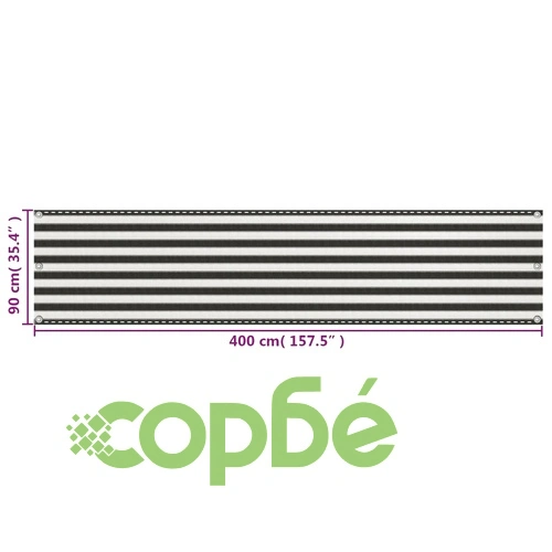Балконски екран, HDPE, 90x400 см, антрацитно сиво и бяло ➤ топ цена ➤ sorbe.bg