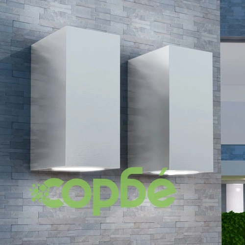 Външни LED прожектори за стена, квадратни, 2 бр ➤ топ цена ➤ sorbe.bg