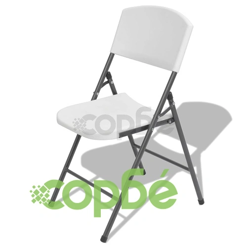 Сгъваеми градински столове, 4 бр, стомана и HDPE, бели ➤ топ цена ➤ sorbe.bg