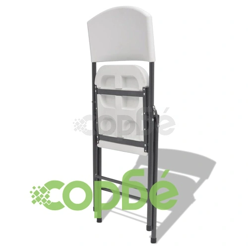 Сгъваеми градински столове, 4 бр, стомана и HDPE, бели ➤ топ цена ➤ sorbe.bg
