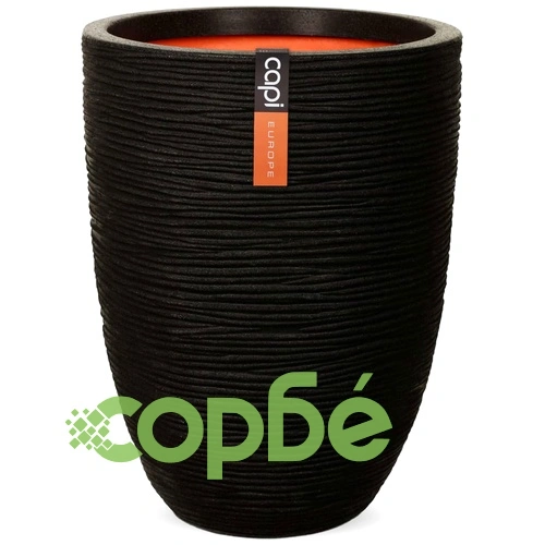Capi Ваза Nature Rib елегантна ниска 36x47 см черна KBLR782 ➤ топ цена ➤ sorbe.bg