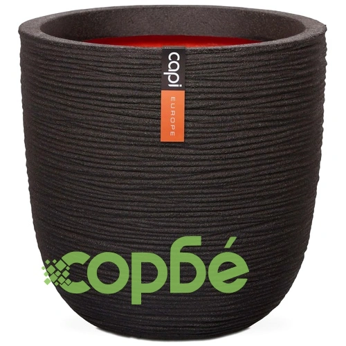 Capi Кашпа Nature Rib, 54x52 см, черна, KBLR935  ➤ топ цена ➤ sorbe.bg