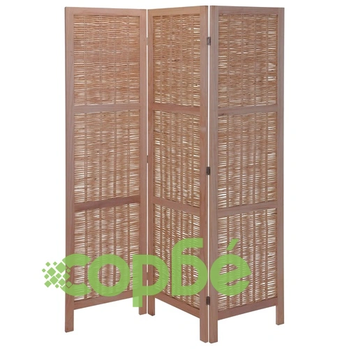 Home&Styling Параван за стая, дърво и върба, светлокафяв ➤ топ цена ➤ sorbe.bg