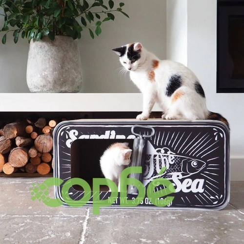 DISTRICT70 Драскалка за котки/пещера SARDINE, черна ➤ топ цена ➤ sorbe.bg